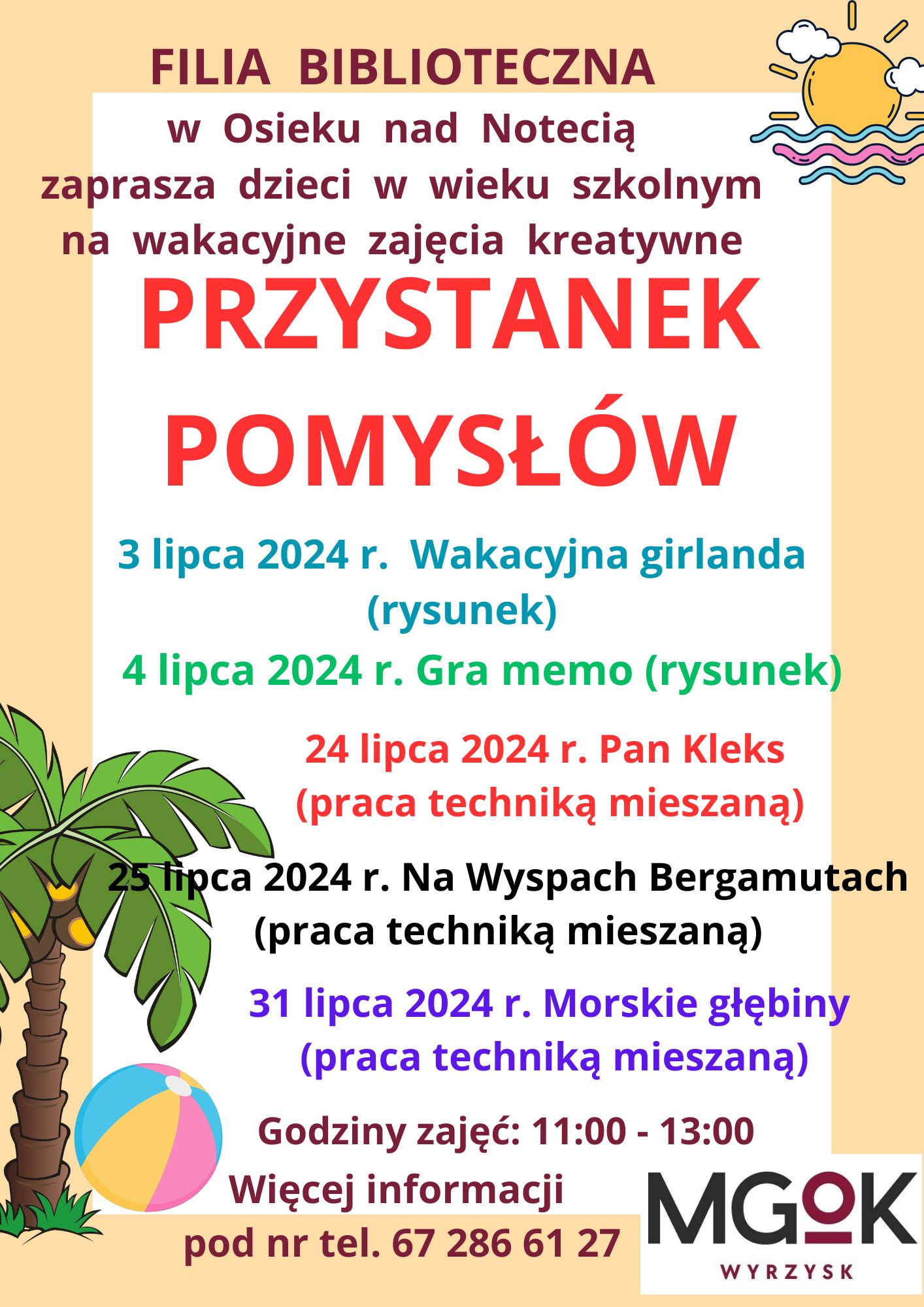 przystanek pomysłow biblioteka osiek nad notecia wakacje 2024